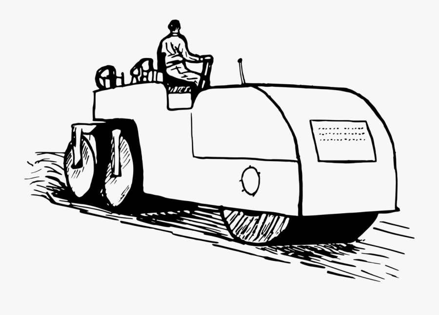 Line Art,monochrome Photography,car - Road Roller Vector Image Free, Transparent Clipart