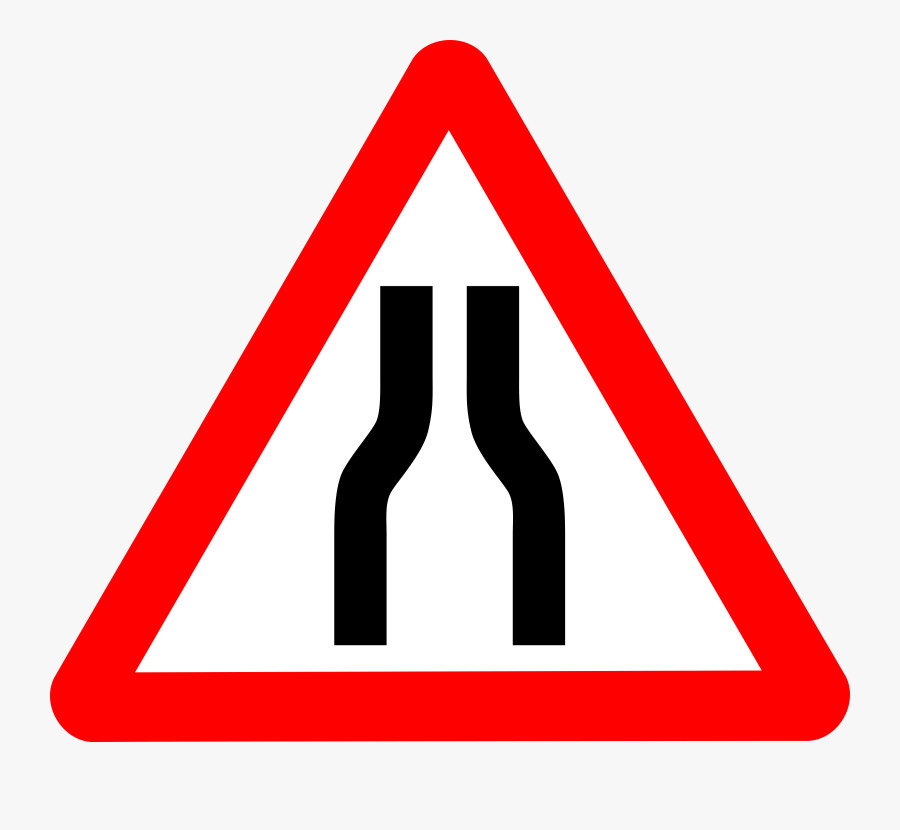 Triangle,area,logo - Road Narrows On Both Sides Sign, Transparent Clipart