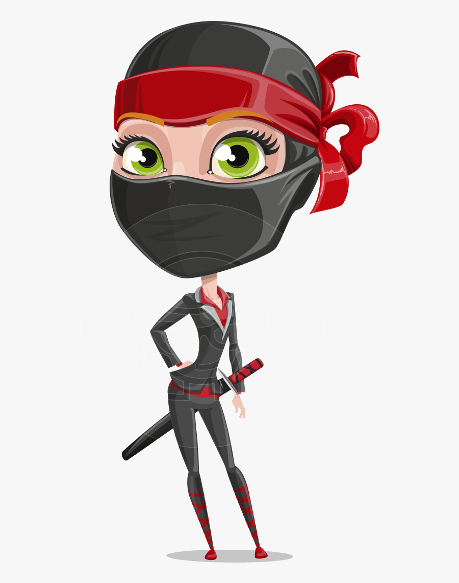 Vector Female Ninja Cartoon - Ninja Woman Cartoon, Transparent Clipart