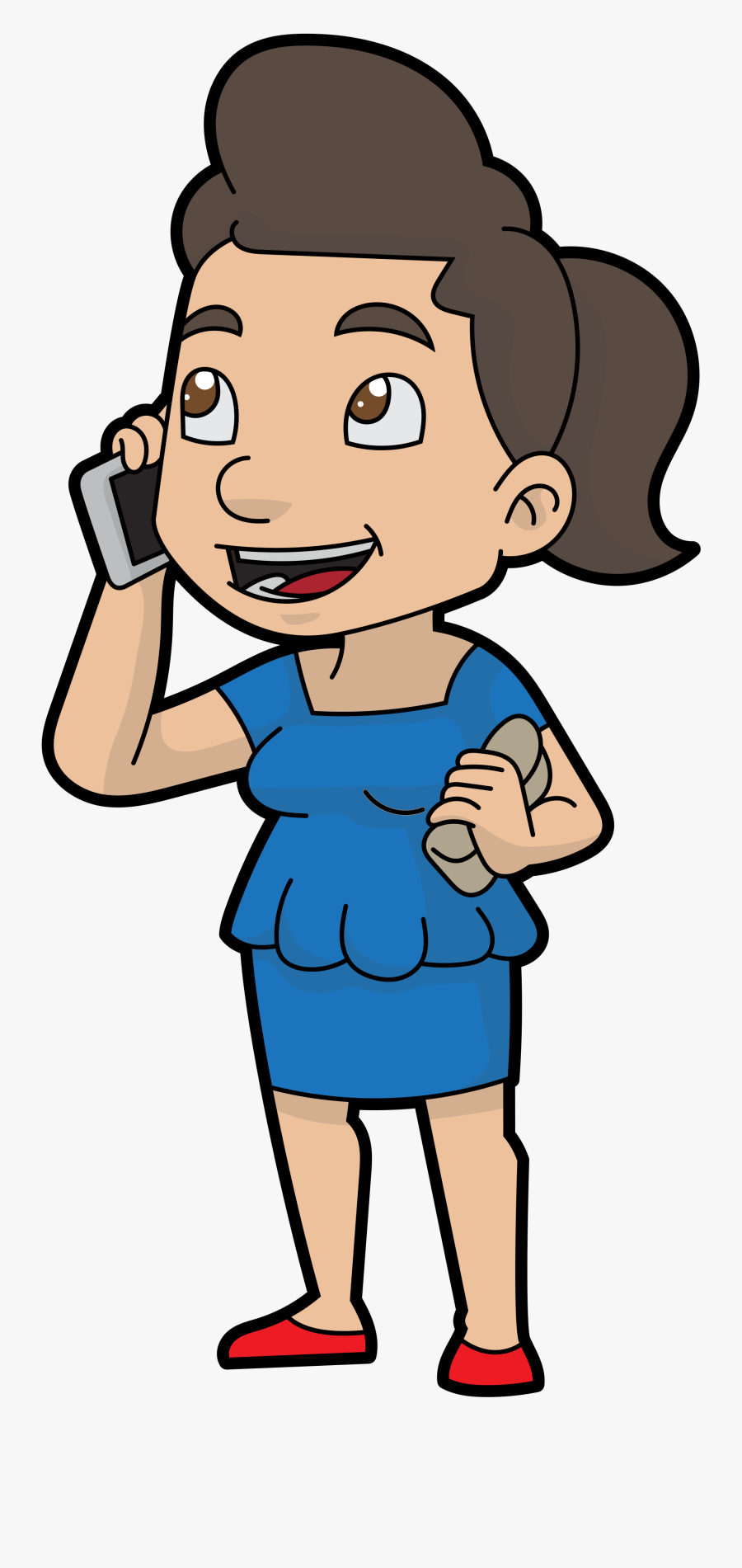 Chatting On Phone Cartoon Clipart , Png Download - Cartoon Person On The Phone, Transparent Clipart