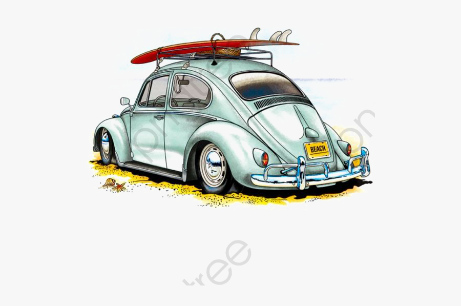 Car Clipart Vintage Cars - Fusca Com Prancha De Surf Desenho, Transparent Clipart