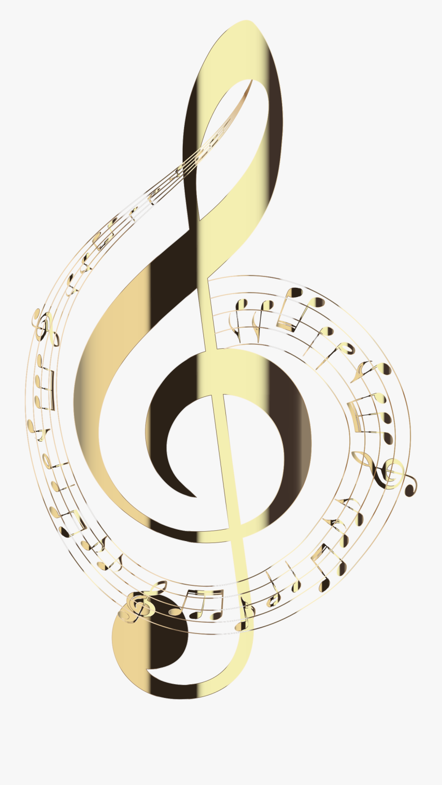 Polished Brass Musical Notes Typography No Background, Transparent Clipart