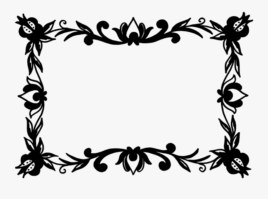 Wedding Vector Border Png Download - Flower Frame Black And White Png, Transparent Clipart