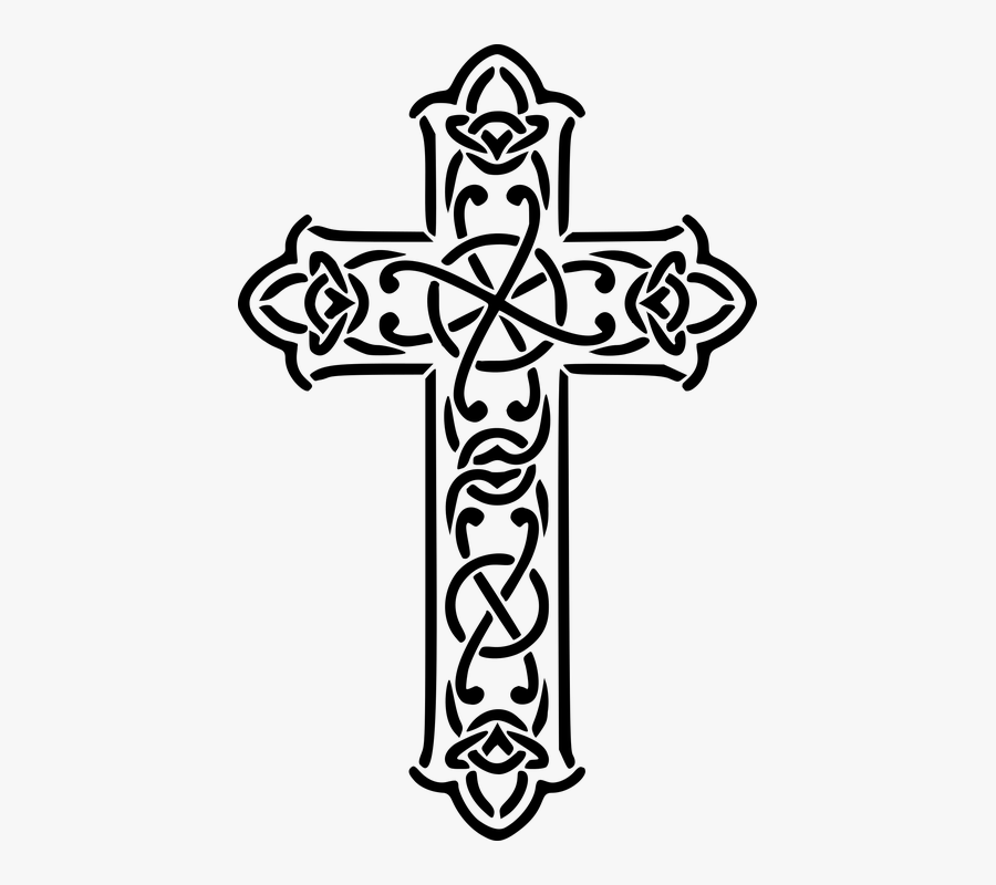 Snowflake Cliparts Easy - Catholic Cross Clipart Black And White, Transparent Clipart