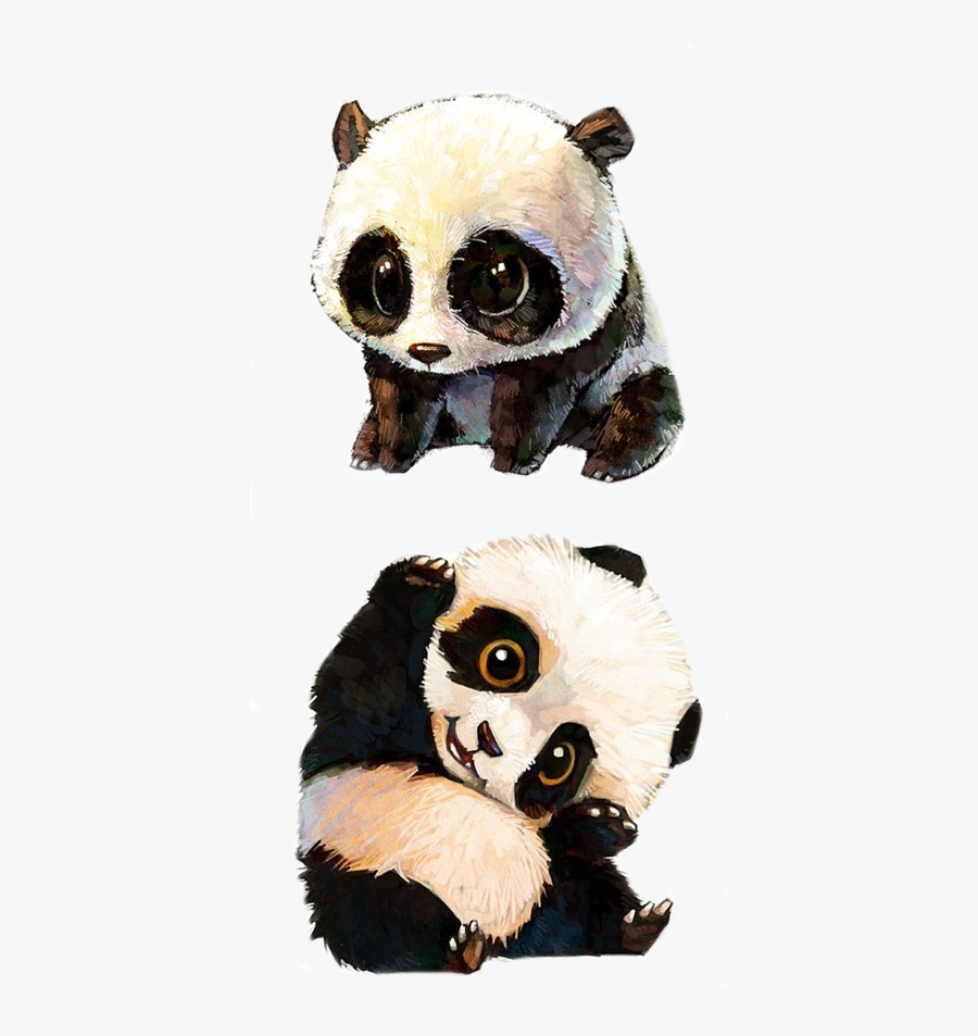 Clip Art Picture Of A Panda Bear - Cute Baby Panda Painting, Transparent Clipart