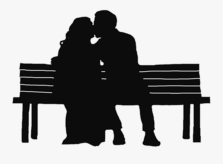 Clipart Transparent Similiar Sitting On Bench Cartoon - Couple On Bench Silhouette, Transparent Clipart
