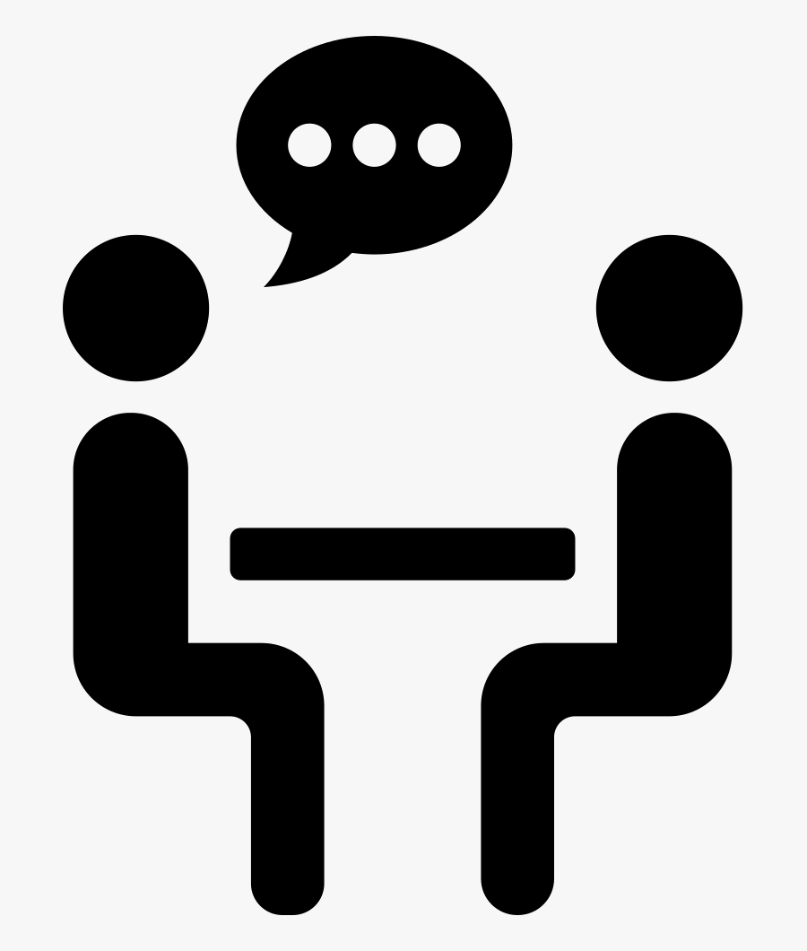 Two Persons Talking Sharing Sitting On A Table - Two People Meeting Icon, Transparent Clipart