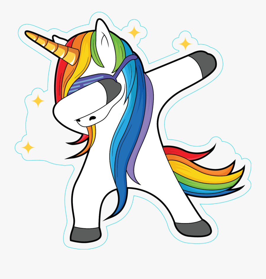 Dabbing Unicorn With Stars Sticker - Unicorn Dabbing Vector, Transparent Clipart