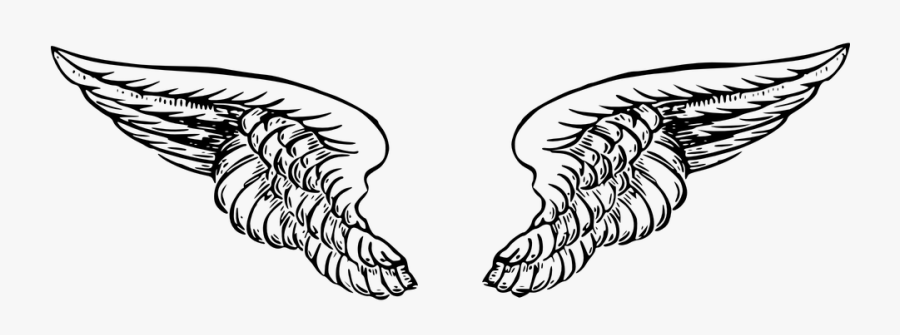 Wings, Angel, Black, White, Tattoo, Heaven, Feather - Angel Wings Tattoo Png, Transparent Clipart