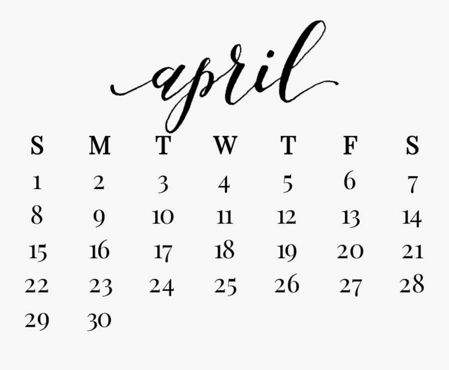Clip Art April Month Color - Transparent Background July 2019 Calendar ...