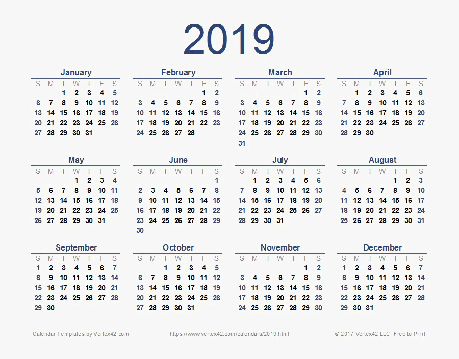 2019 Calendar Png Image - Full Year Calendar 2019 , Free Transparent ...