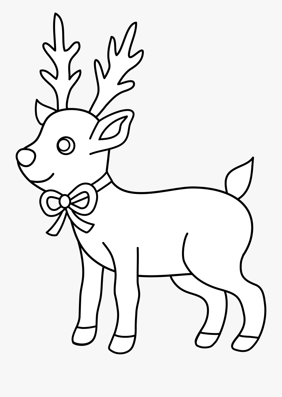 Christmas Reindeer Coloring Page - Christmas Coloring Pages To Print Cute, Transparent Clipart