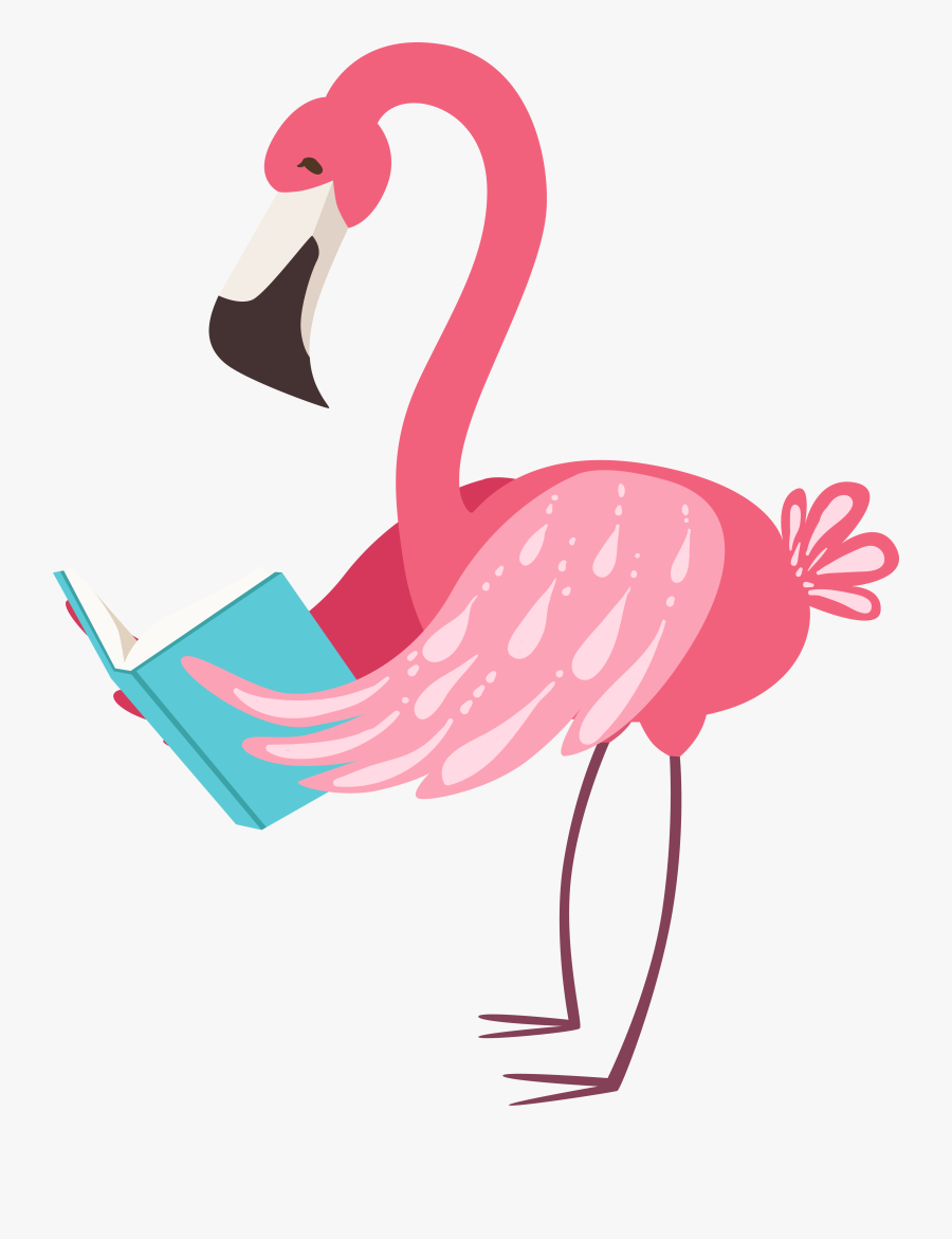 Smiling Flamingo Clipart , Png Download - Flamingo Clipart With Book, Transparent Clipart