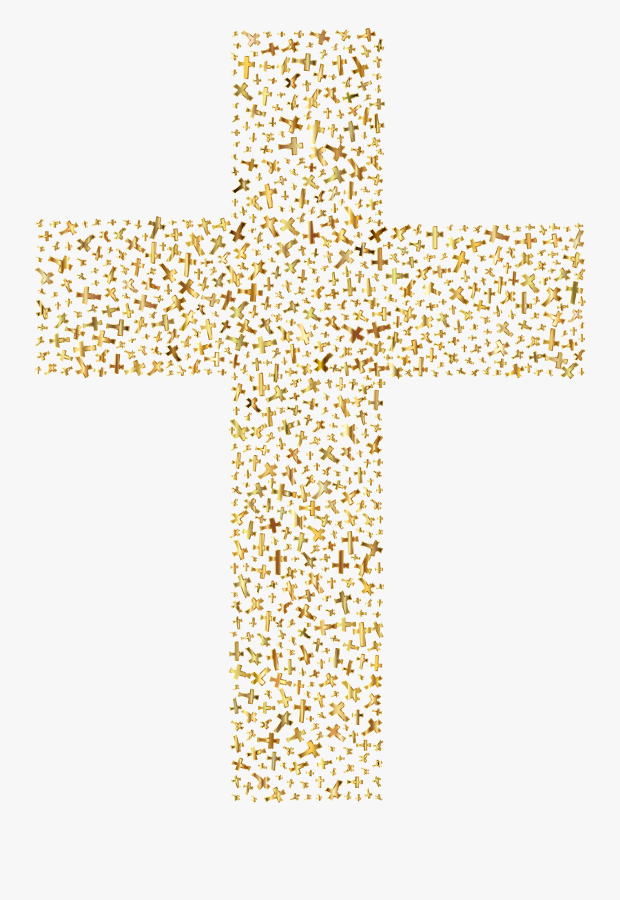 Gold Cross Fractal Clip Art - Baptism Gold Cross Clipart, Transparent Clipart