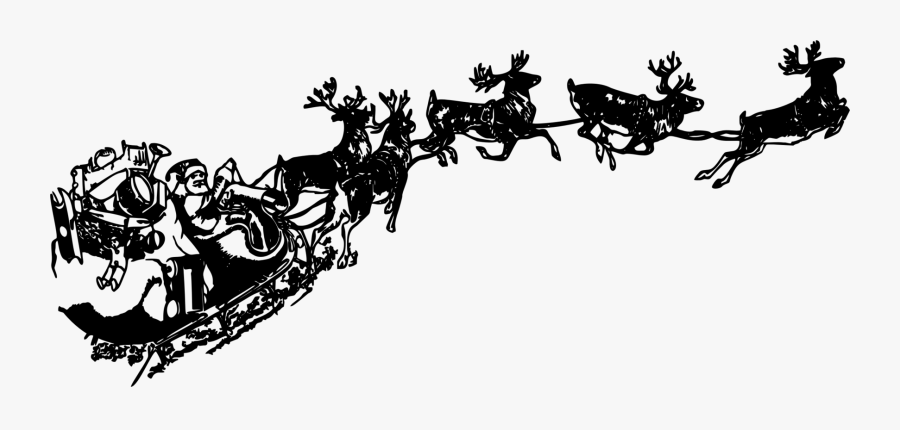 Visual Arts,silhouette,art - Santa Sleigh Transparent Background, Transparent Clipart