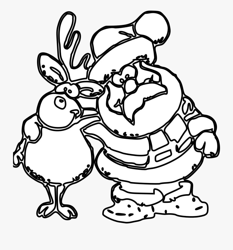 Reindeer Clipart Black And White - Line Art, Transparent Clipart