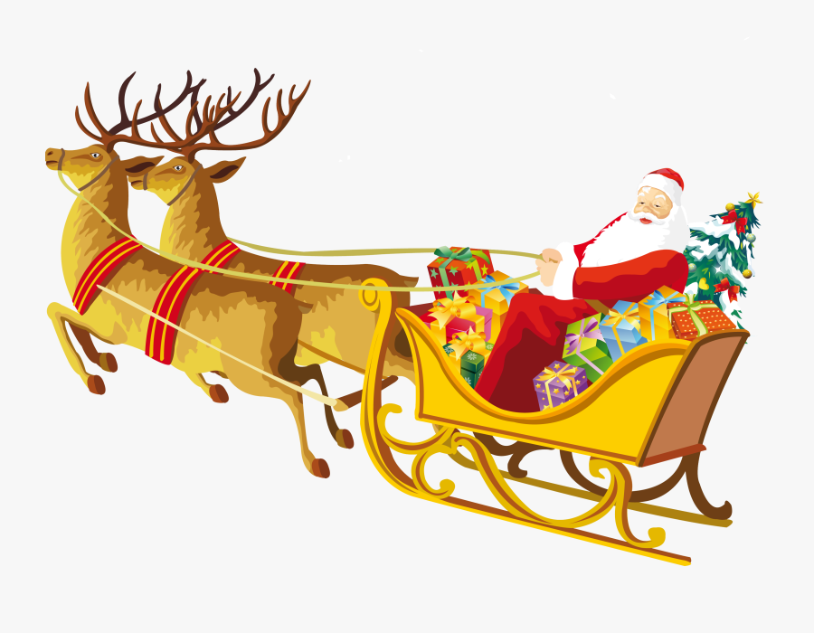 Santa Sleigh Png Images Free Download - Santa Claus Reindeer Png, Transparent Clipart