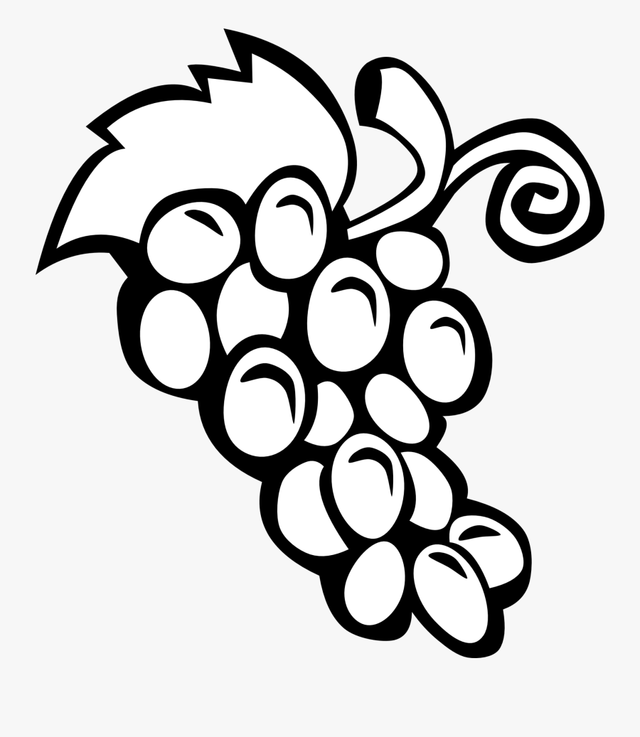 Fruit - Clipart - Black - And - White - Clip Art Black And White Grapes, Transparent Clipart