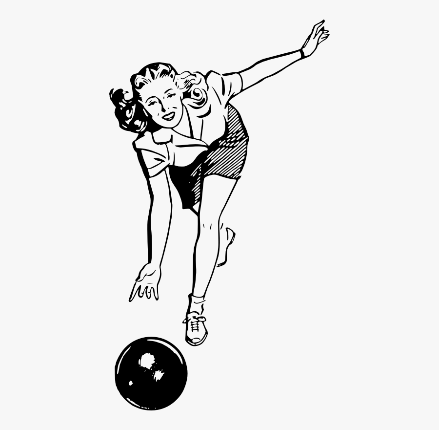 Bowling Woman - Retro Bowling Clip Art, Transparent Clipart
