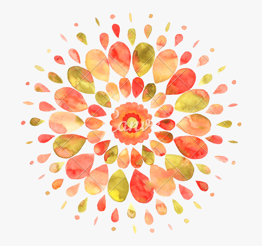 Abstract Colorful Watercolor Mandala - Watercolor Floral Desktop Background, Transparent Clipart