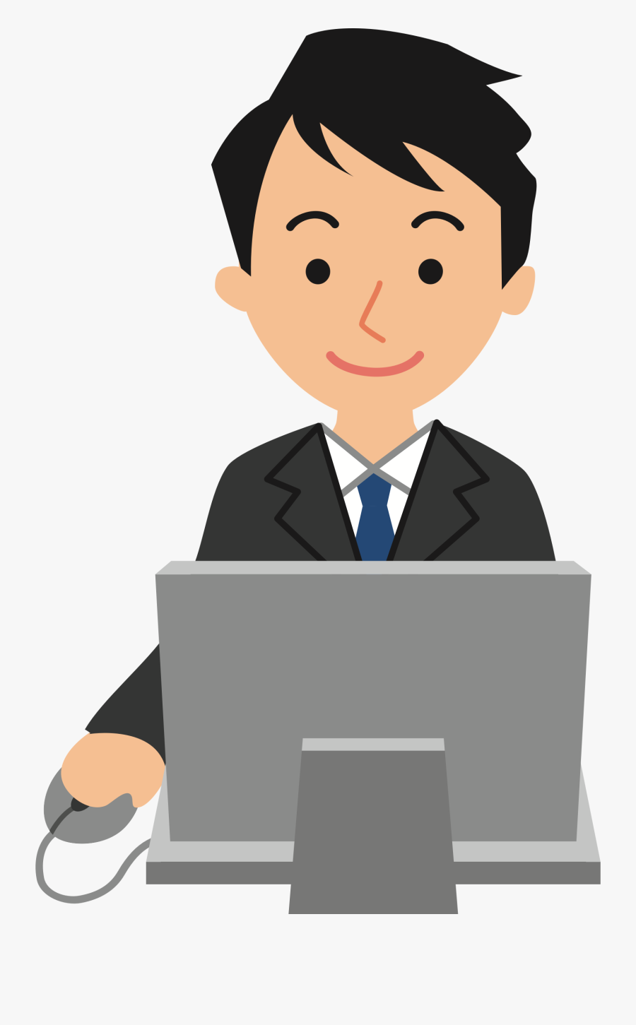 Male Computer User - Computer Worker Clip Art, Transparent Clipart