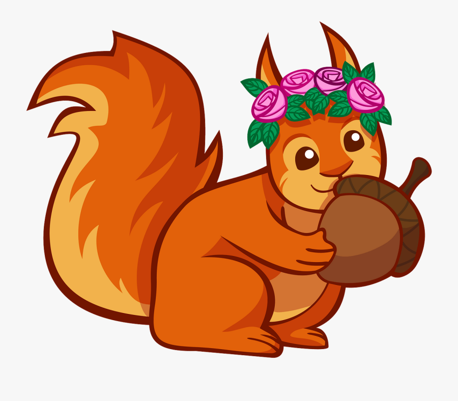 Free Squirrel Holding An Acorn Clip Art - Transparent Background Squirrel Clipart, Transparent Clipart