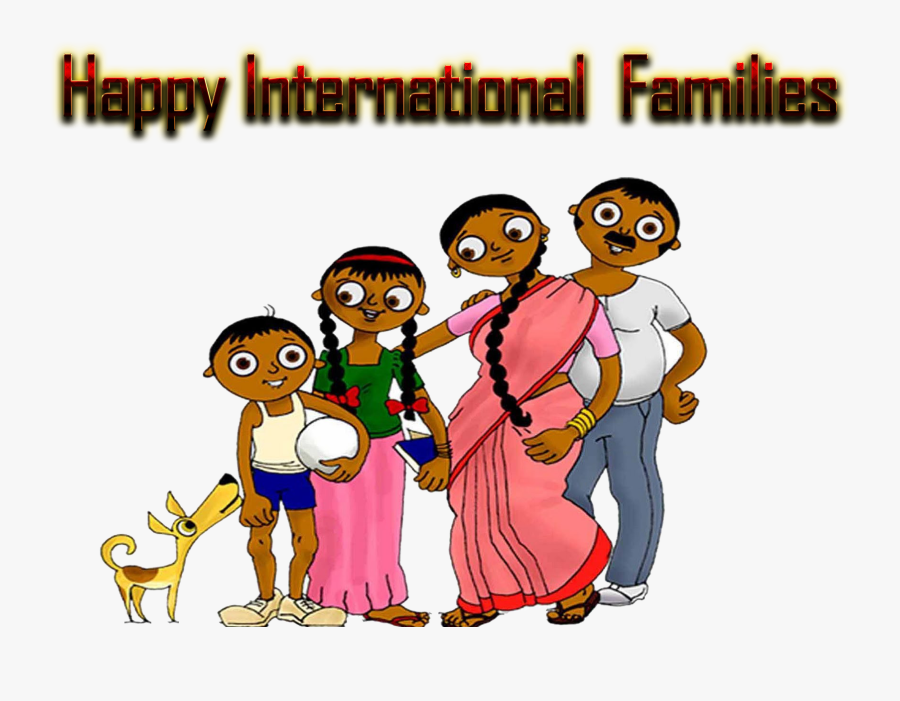 Happy International Families Indian Family Clipart - Indian Single Family Cartoon, Transparent Clipart