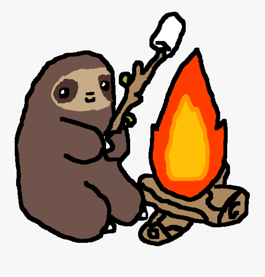 Clip Art Pixilart Sloth At A - Campfire Sloth, Transparent Clipart