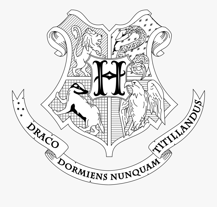 Hogwarts Crest Coloring Page - Harry Potter Crest Drawing, Transparent Clipart