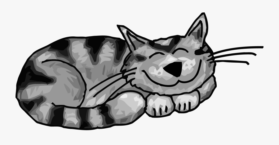 Cat Clipart Baby Sleep - Grey Tabby Cat Cartoon, Transparent Clipart