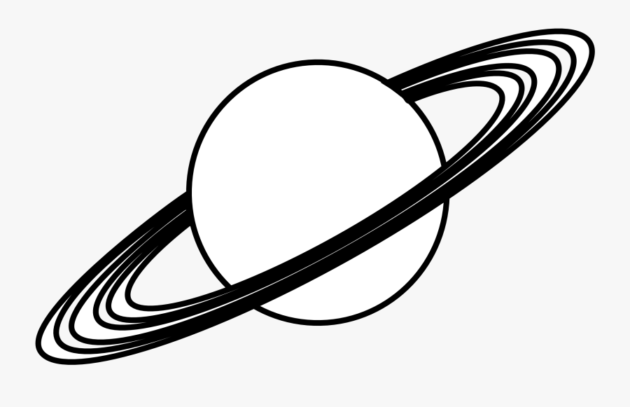 Planet With Rings Black - Black And White Planet, Transparent Clipart
