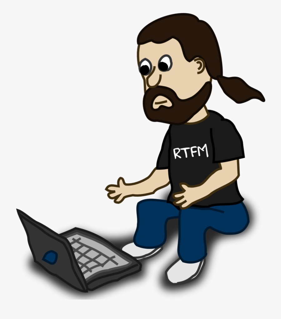 Hd Person At Computer Cartoon - Guy With Ponytail Cartoon, Transparent Clipart