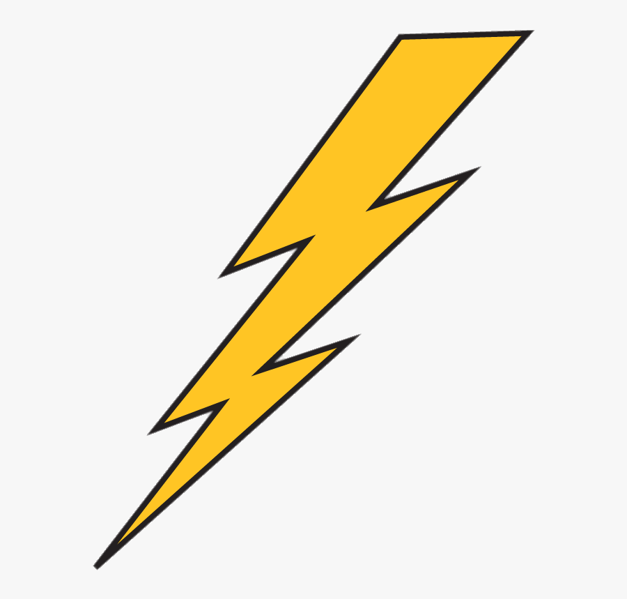 Lightning Bolt Yellow With Black Outline - Lightning Bolt Transparent Background, Transparent Clipart