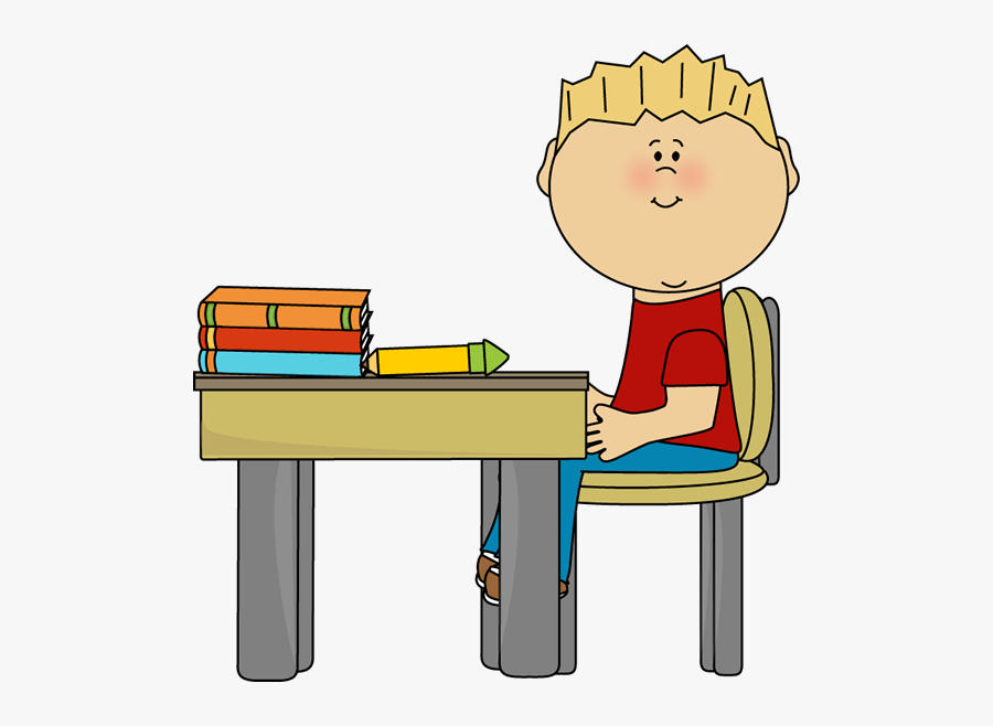 Clean Desk Clipart - Student Sitting At Desk Clipart, Transparent Clipart