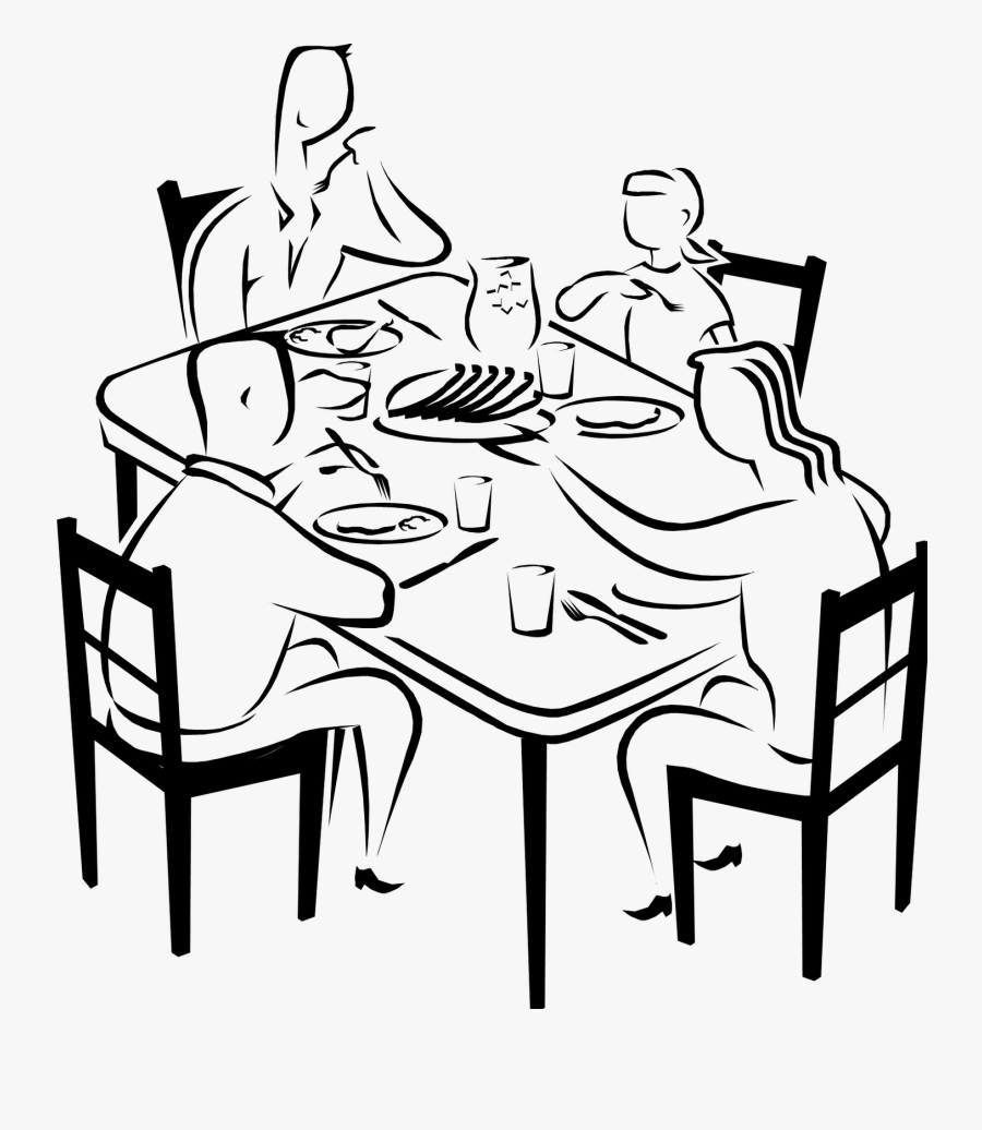 Winsome Dinner Table Clipart Black And White 4 14552154 - Dinner With Family Drawing, Transparent Clipart