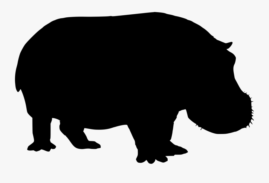 Hippo, Animal, Mammal, Silhouette, Black, Stand, Nose - Black Hippo Clipart, Transparent Clipart