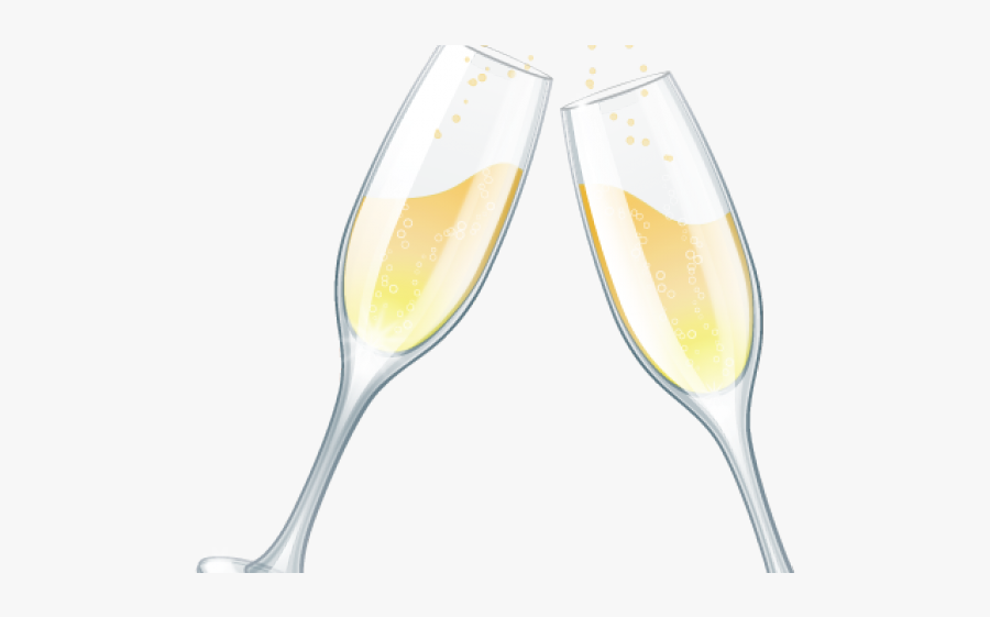 Transparent Gold Champagne Glasses, Transparent Clipart
