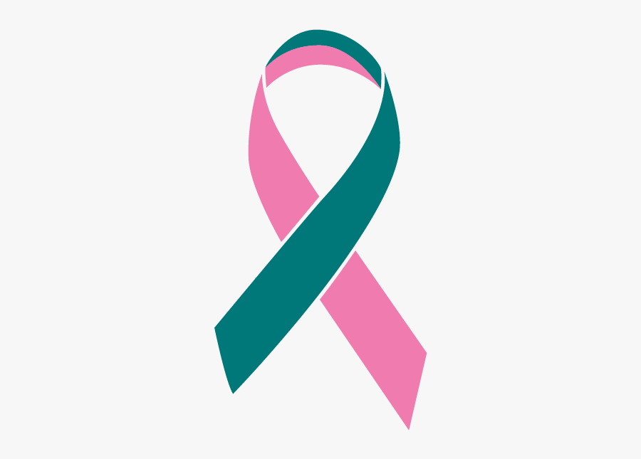 Teal And Pink Colored Gynecological Cancer Ribbon - Pancreatic Cancer Ribbon Png, Transparent Clipart