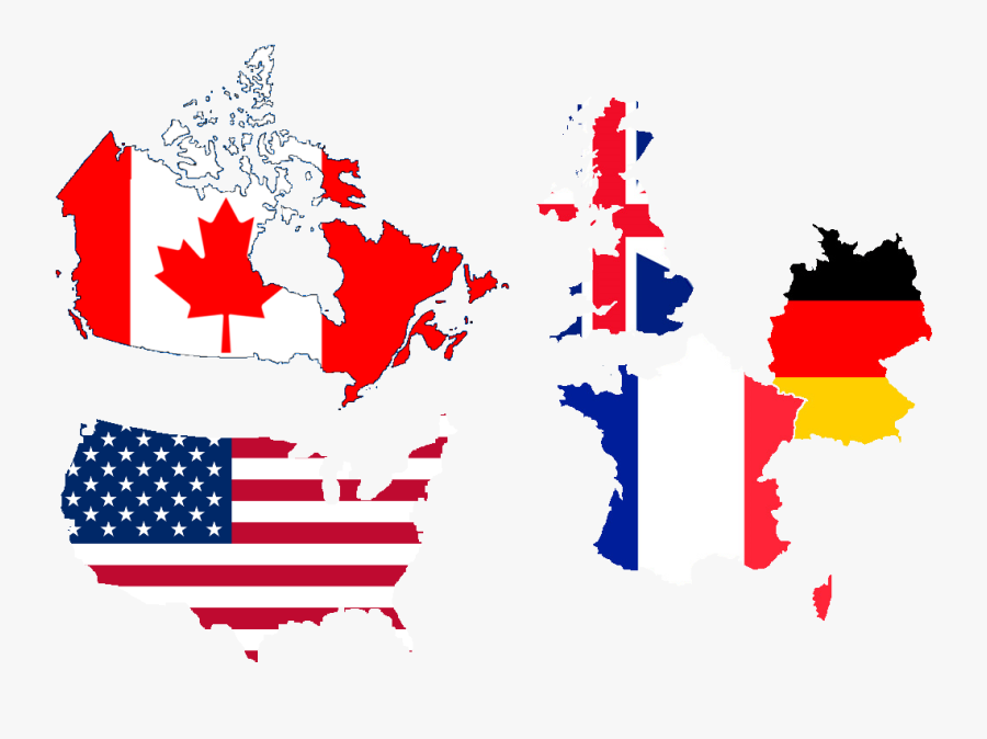 United States Of America, United Kingdom, France, Germany, - North America State Flags, Transparent Clipart