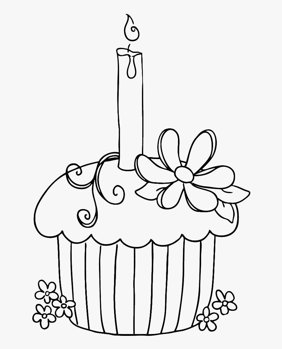 Transparent Geburtstagstorte Clipart - Happy Birthday Cupcake Coloring Pages, Transparent Clipart