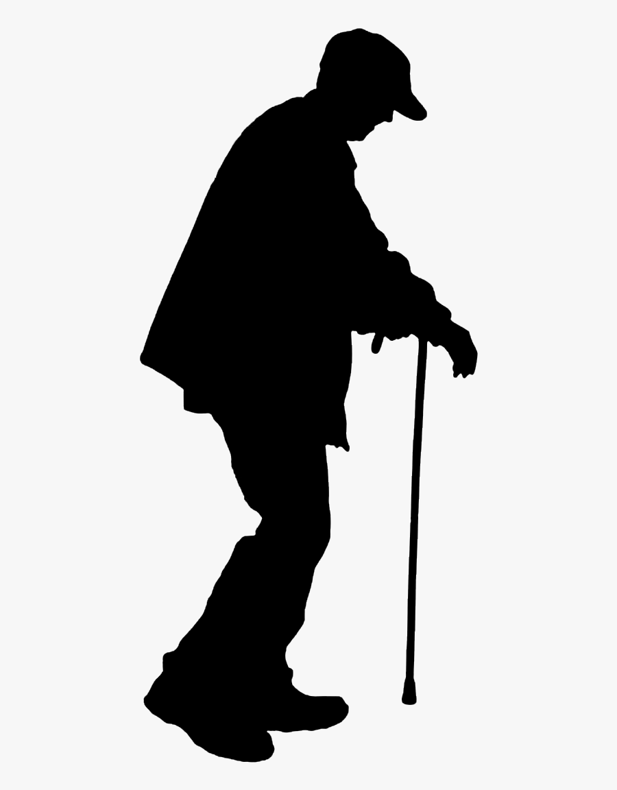 Old Age Silhouette Illustration - Old Man Silhouette Png , Free