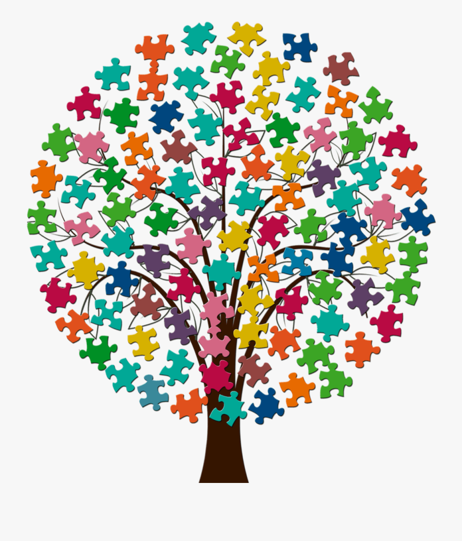 Tree With Puzzle Pieces As Leaves, Transparent Clipart
