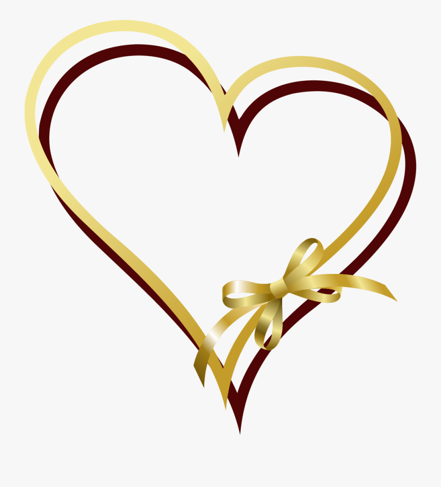 Ribbon Gold Clip Art - Gold Love Heart Png, Transparent Clipart