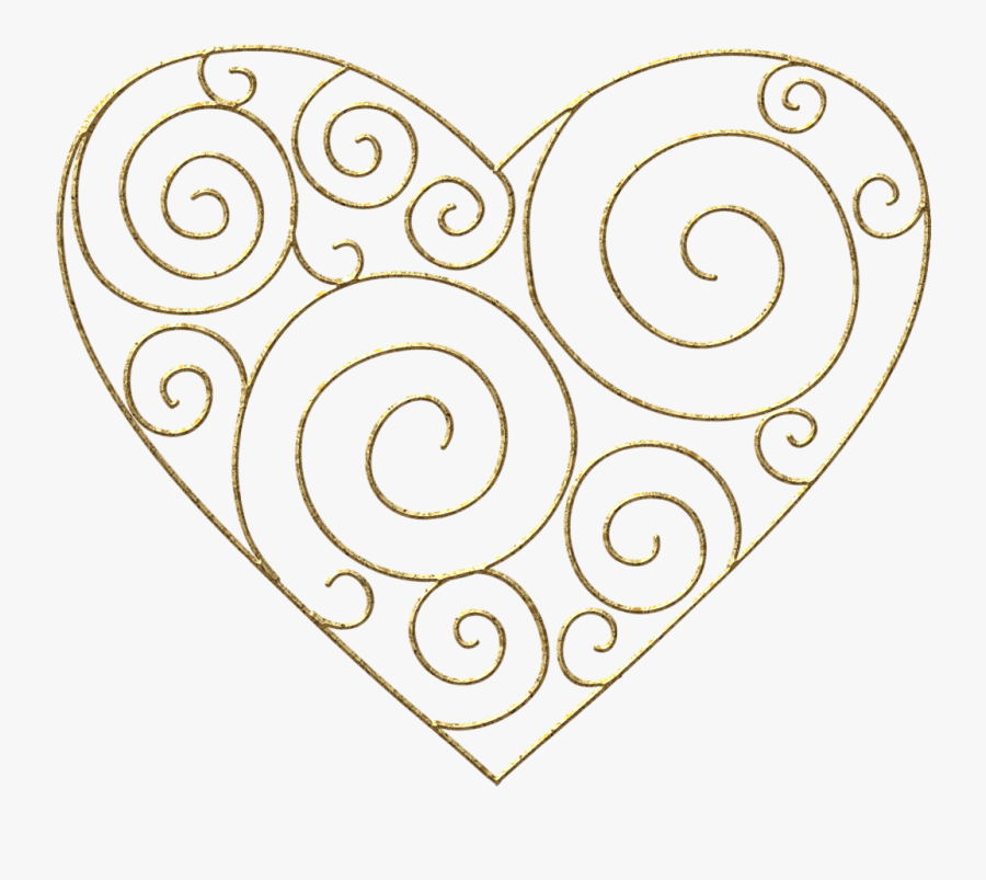Gold Line Heart Clipart - Clip Art, Transparent Clipart