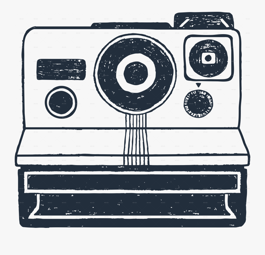 Hand Drawn Instant Camera, Transparent Clipart