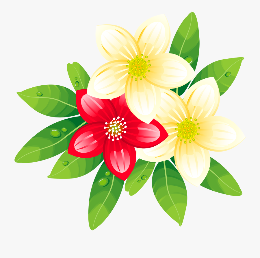 Red And Yellow Exotic Flowers Png Clipart Image - Tropical Flowers Clipart Png, Transparent Clipart