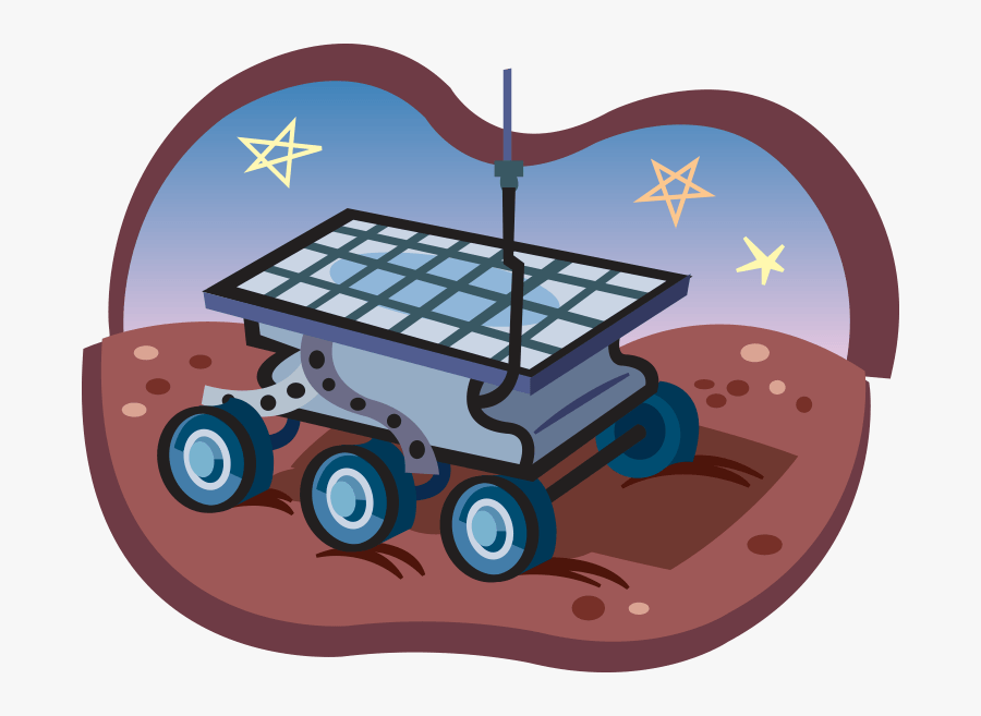 Cartoon Illustration Of Six-wheeled Rover On The Surface - Space Rover Cartoon, Transparent Clipart