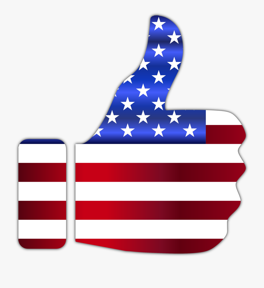 Thumbs Up American Flag Enhanced With Drop Shadow Icons - Usa Flag Thumbs Up, Transparent Clipart