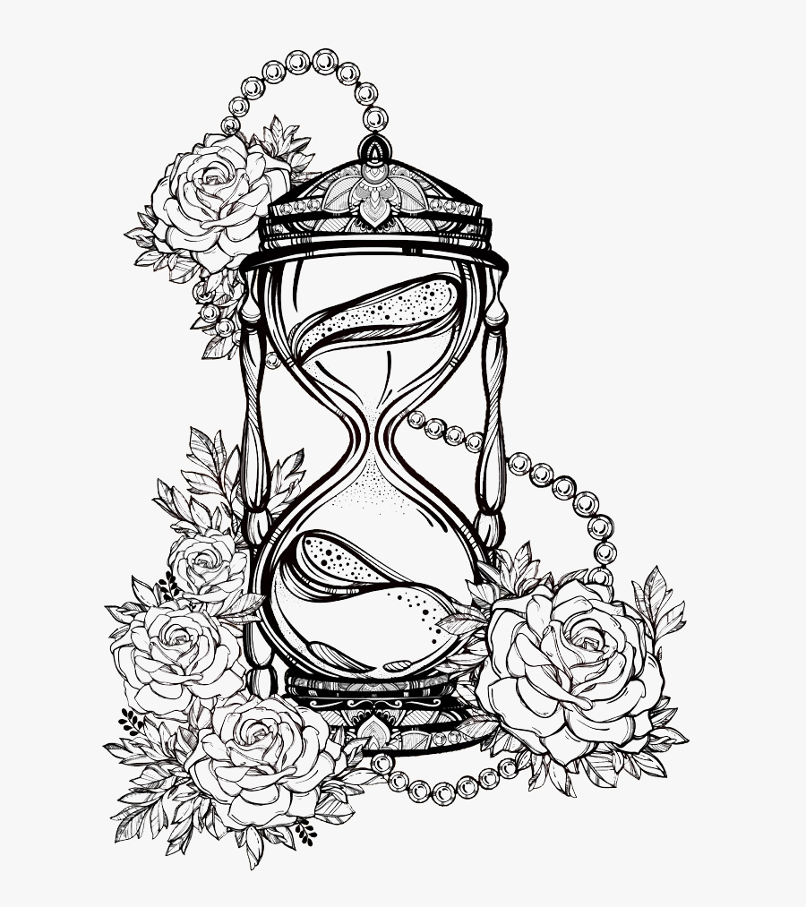 Rose Sketch Lines Drawing Hourglass Hq Image Free Png - Hourglass Sketch, Transparent Clipart