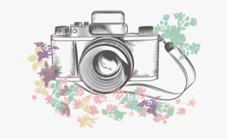 #ftestickers #clipart #camera #flowers - Photography Camera Sketch, Transparent Clipart